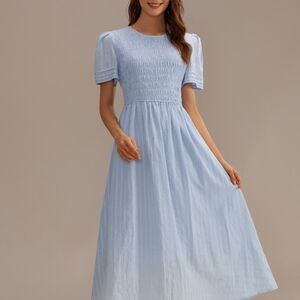 Chic Light Blue Midi Dress